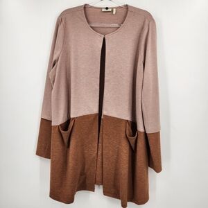 LOGO Lori Goldstein Lounge Open Front Cardigan Brushed French Terry Womens XL